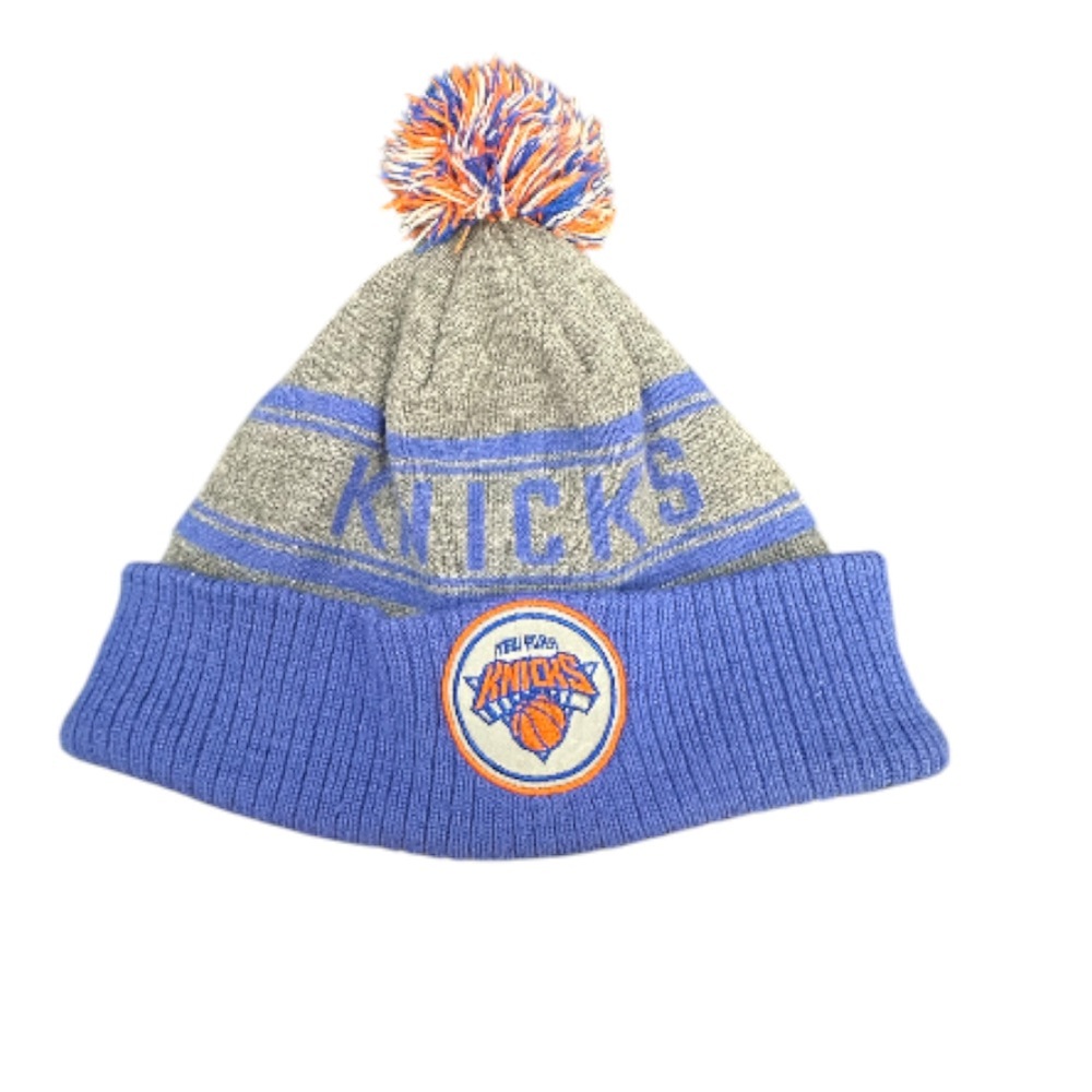 New York Knicks Adidas Blue, Orange, Gray Winter Bobble Hat
